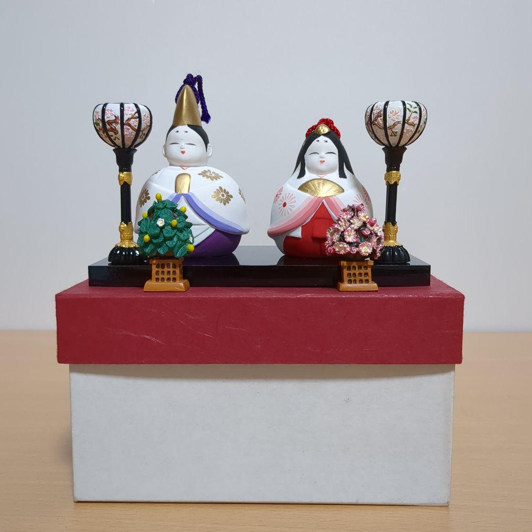 うさぎ雛 おもちゃ 雛人形 コンパクト 陶器 小さい 可愛い ひな人形錦彩華みやび飾り雛ミニチュア 初節句