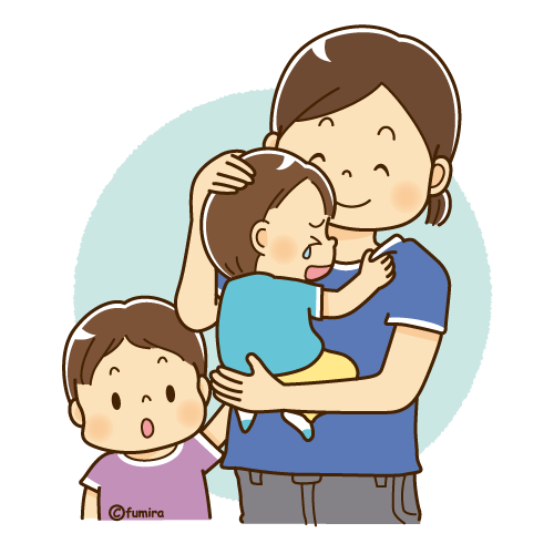 抱きつく – 草花や暮らしの手描きイラストやデザイン素材：ほっこりデザイン