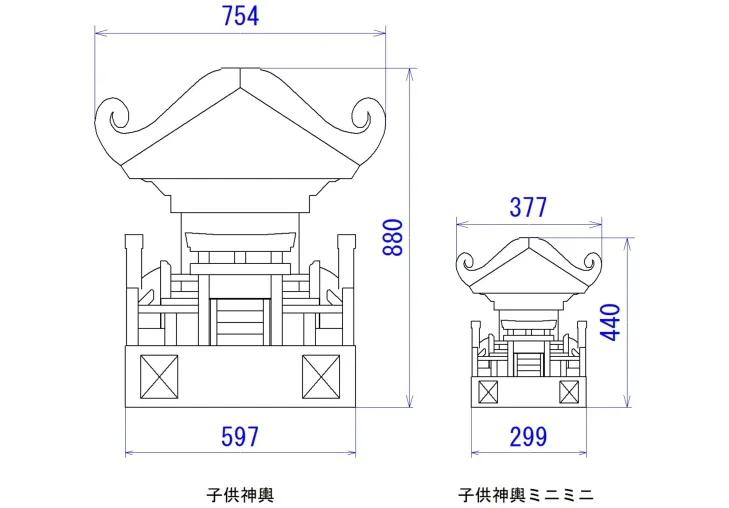 段ボール神輿子供神輿80×80×120センチ 受注生産品 納期1.5ヶ月～お祭り用品専門店橋本屋祭館