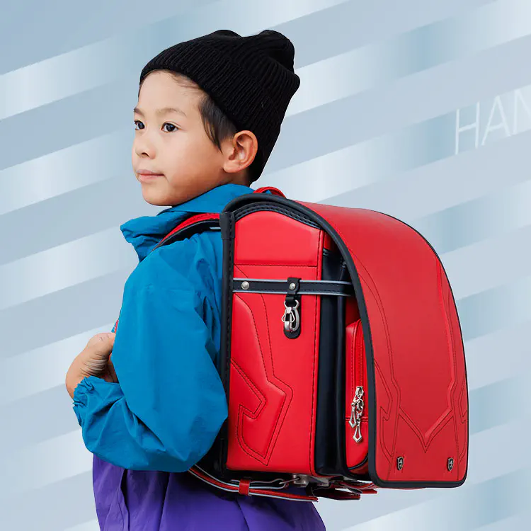 桜と赤と黒のランドセルのイラストイラスト無料・かわいいテンプレート