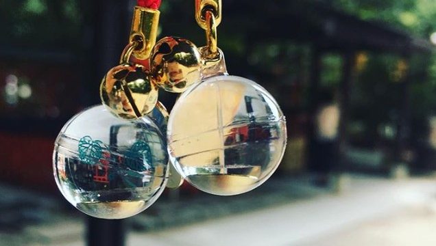 清水寺お守り、四つ葉、キーホルダ