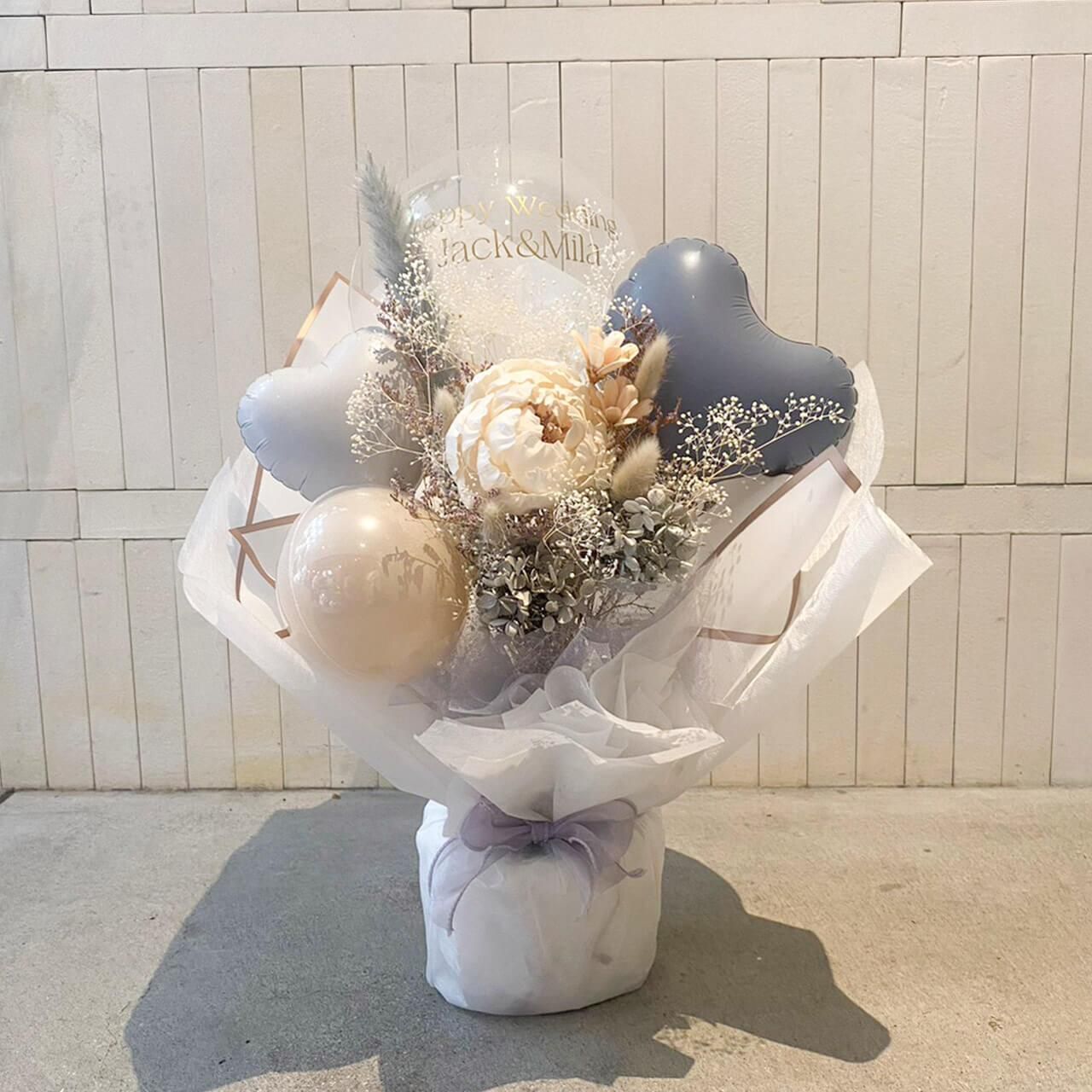 電報 結婚式 ギフト ドライフラワー フラワーフレーム プティブーケ ケース入り