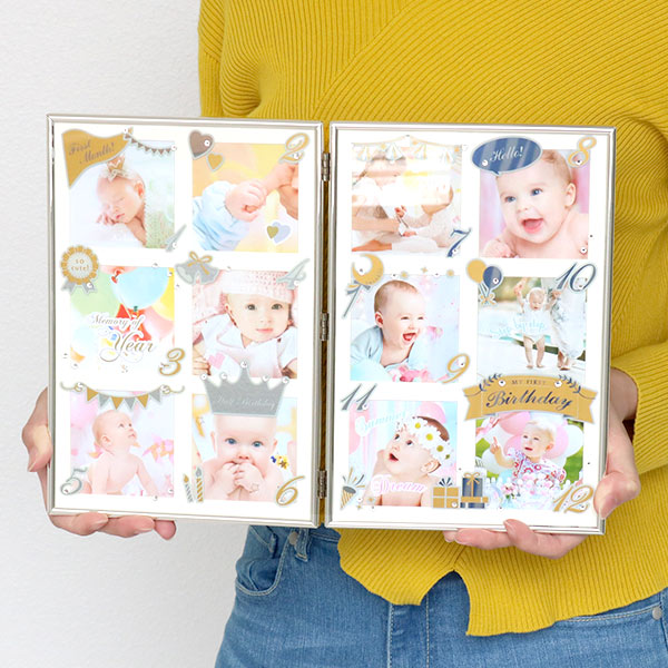 月齢フォト 手形 足形が押せる 写真立て フォトブック 写真飾り フォトフレーム ベビーフォトアイテム 新生児 赤ちゃんの記念撮影に インスタ映え月齢 記念写真 ベビーアート 記念日フォト ブルー ピンク ホワイト ベビーグッズ 出産祝い 誕生日 御祝 送料込