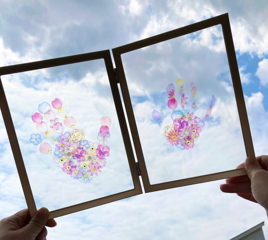 ☆手足形アート クリアフラワーアート２☆親子で手形hokkori-na～家族の大切な思い出を形に 川崎市中心に・相模原市でも活動中 ～