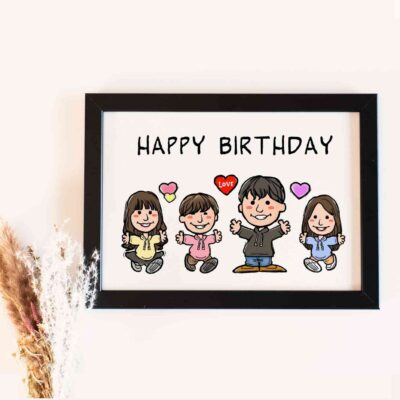 6人家族似顔絵 リアルタッチのぼり坂アートcoconalaブログ