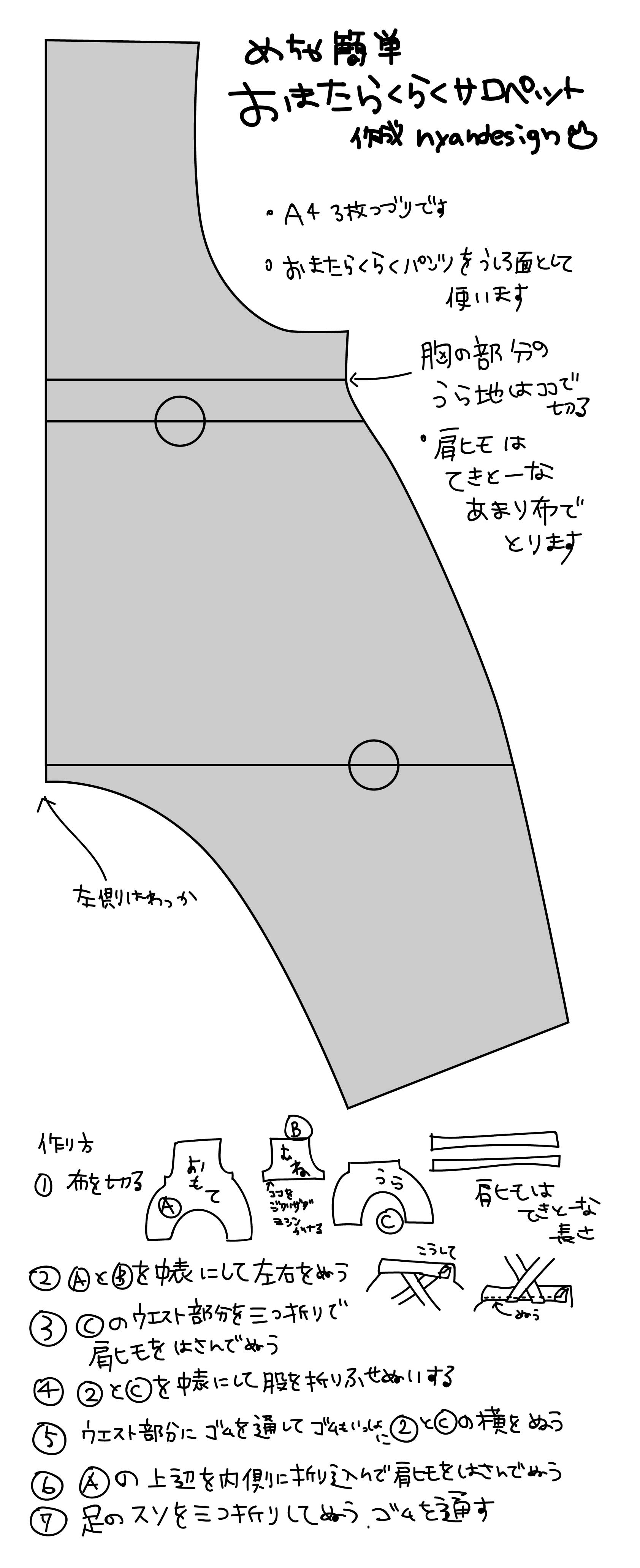 かぼちゃパンツのベビーサロペット 70-90 318-045-1型紙専門店 patako