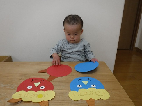 鬼のお面を作ったよ！ たんぽぽ ０歳児第二椎の実子供の家