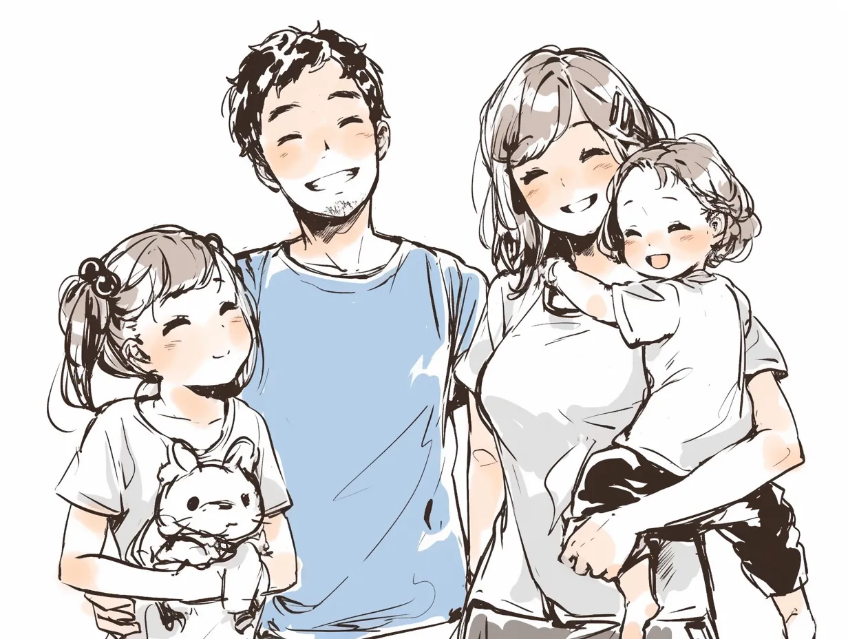 手書きイラスト 親子夫婦家族セットイラスト - No: 1133957無料イラスト・フリー素材なら「イラストAC」