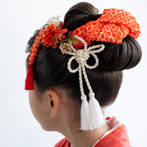 鹿の子 かのこ 房付きちんころ赤セット 七五三 前撮り3歳・7歳に人気の髪型・日本髪アレンジに＊被布やお着物、1 2成人式 ハーフ成人式 振袖にも✳︎水引き飾り・タッセル付き組紐飾り追加OK全身保湿プロダクトsoieスワbyLoufreasy ラフリジー