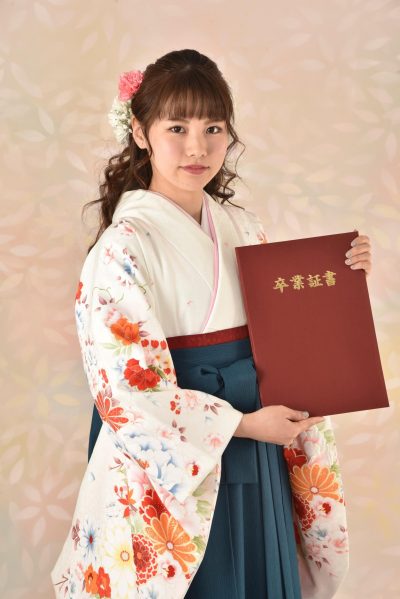 振袖袴:R680ブルー シャクナゲ☆ 絹宅京都着物レンタル夢館