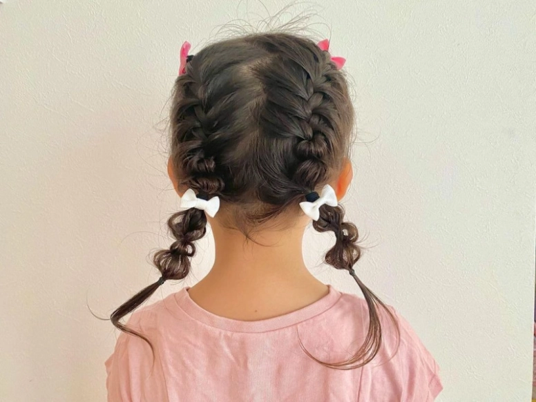 編み込みと三つ編みでポニーテールアレンジ❤︎女の子のママ必見！子供のヘアアレンジ♡