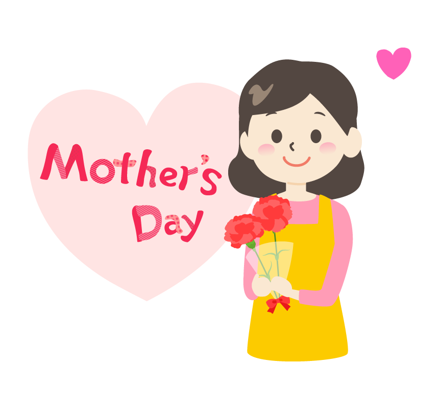 カーネーションとお母さん 白黒 の無料イラスト – かわいいフリー素材屋「いらすと係」