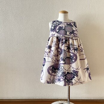 魚河岸ワンピース 星柄入り豆絞り 水色×ピンク キッズ用100サイズ 木綿100％ 本染め 子供用 日本製 注染そめ 浴衣生地 特岡 てぬぐいシャツ魚河岸シャツの濱いち屋・通販サイト