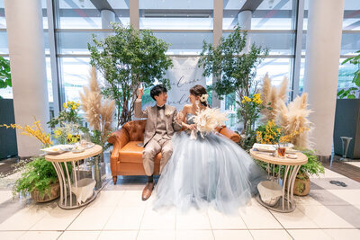 長野の花屋 ヌボー生花店事例紹介 >事例紹介 結婚式会場装花 「ソファー席」