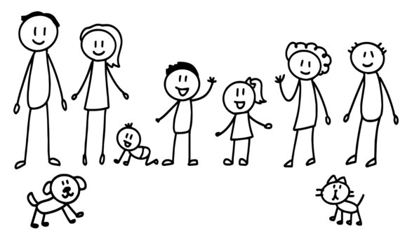 大家族のフリーイラストフリーイラスト・クラシック フリクラ