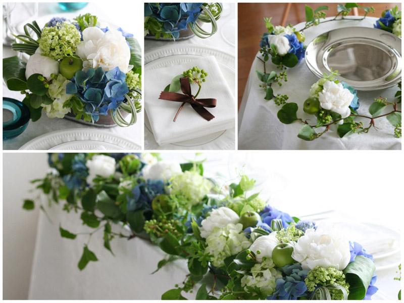 ネイビー&ブルーをテーマカラーに。結婚式のテーブルコーデ集花嫁ノート