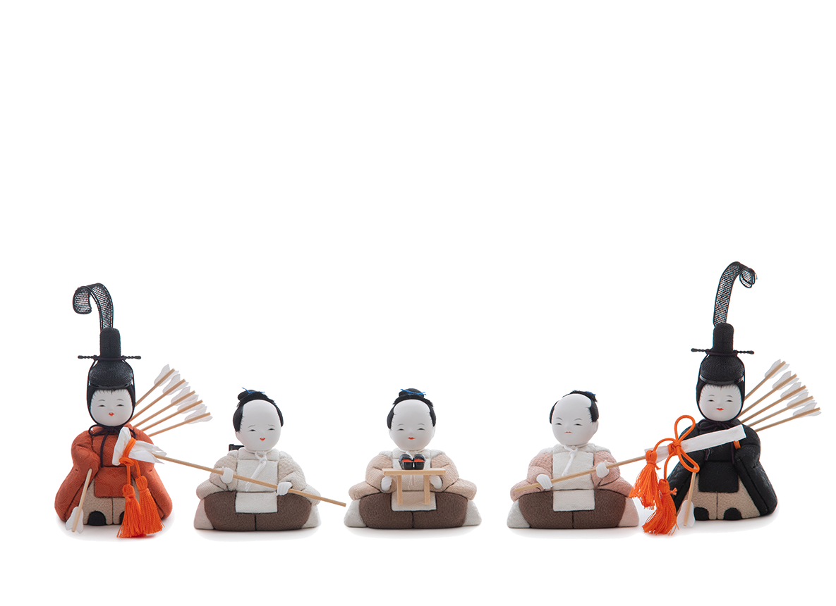 雛人形 五人囃子 随臣 仕丁 桂甫作安藤人形店の七段飾り 官女・五人囃・随臣・仕丁