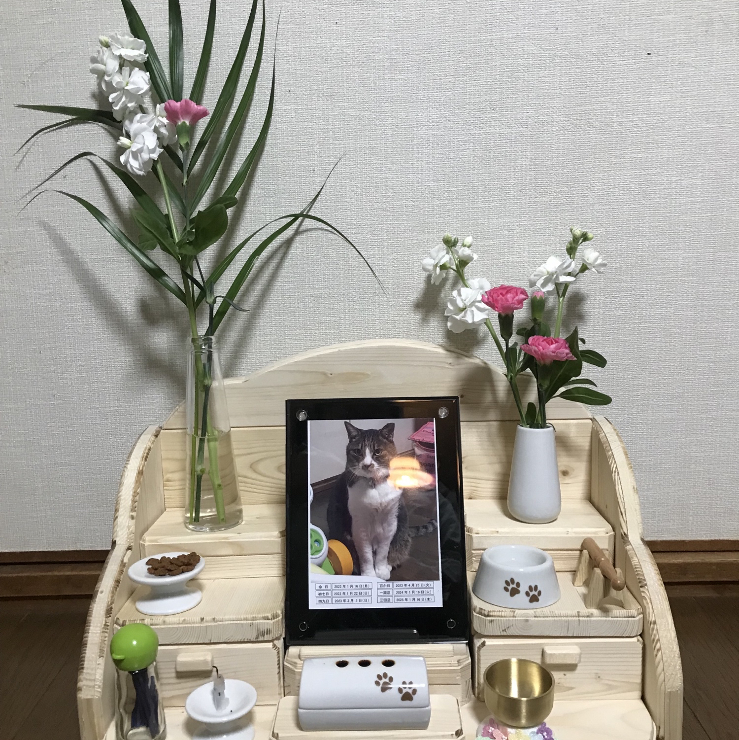 ペット仏壇 ヒノキの 仏壇 おうち型 木製 おしゃれ かわいい