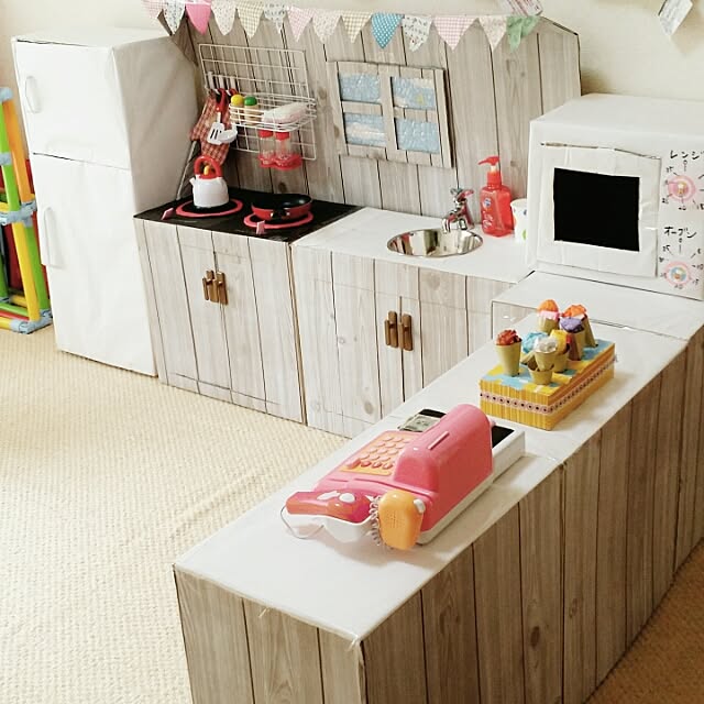 適当O型ママでもできる！手作りダンボールキッチンの作り方きっずごはん