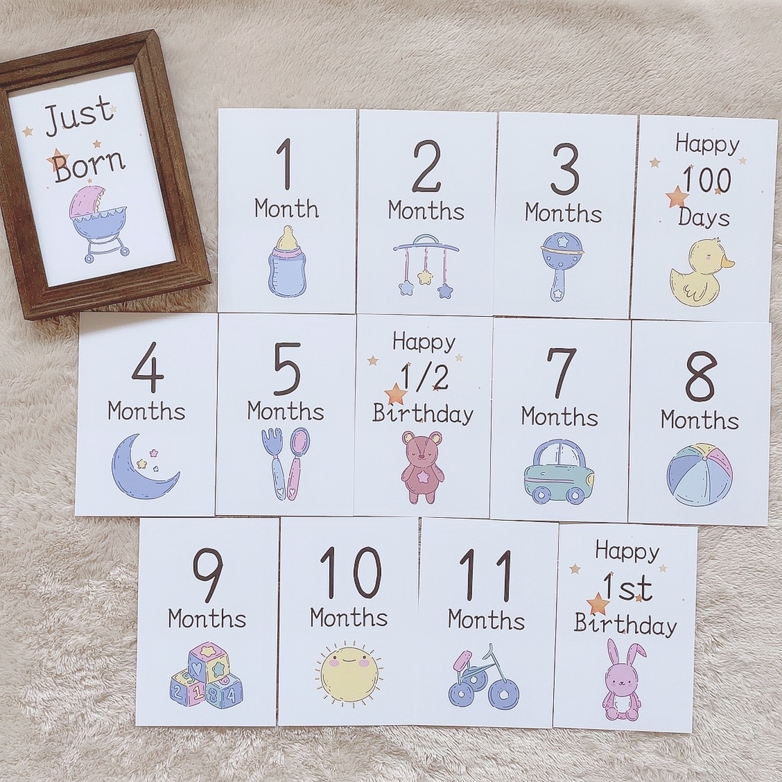 マンスリーカード ベビー 月齢フォト カード グッズ 月齢カード おしゃれ マンスリーフォト 赤ちゃん 数字 : 雑貨イズム - 通販 -Yahoo!ショッピング
