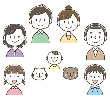 家族 顔のみイラスト