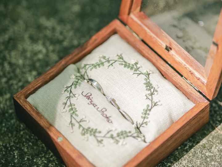 再販4 リングピロー ** サムシングブルー for 3rings ** 結婚式 ガラスケースPay ID