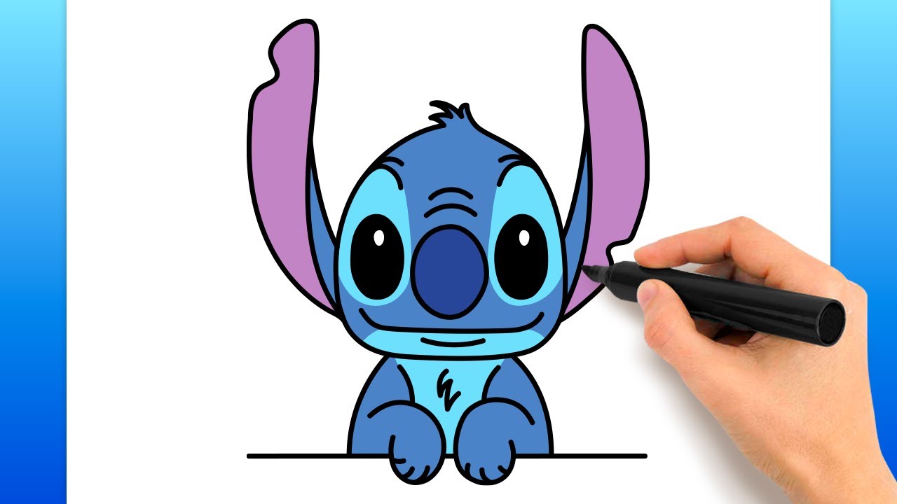 可愛いスティッチの落書きイラスト制作