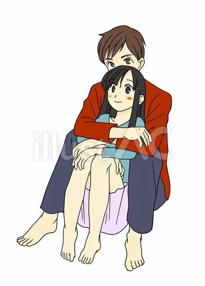 膝の上に乗るカップルイラスト - No: 2102579無料イラスト・フリー素材なら「イラストAC」