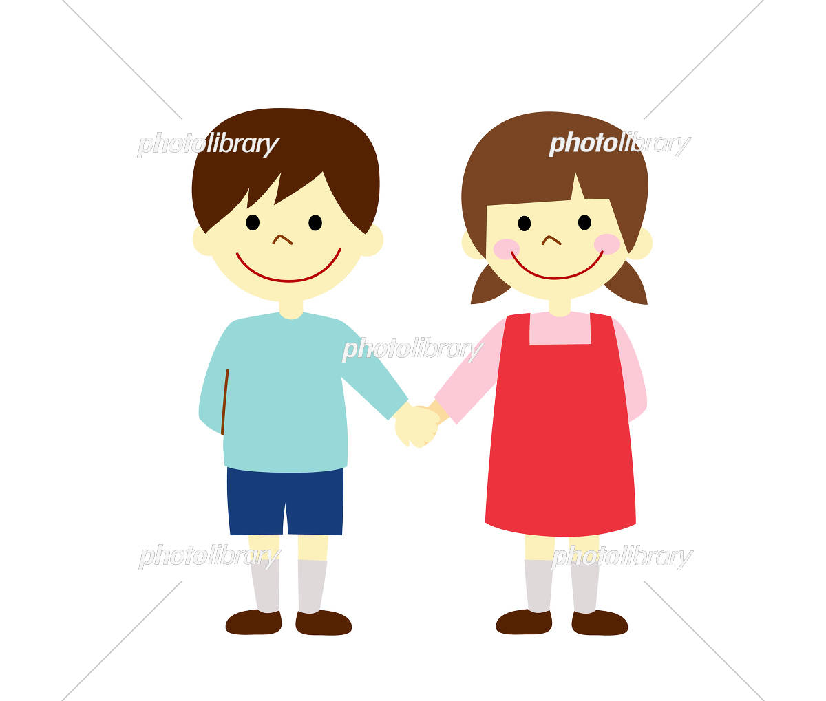 手をつなぐ笑顔の子供たち 主線なしのイラスト素材80575362- PIXTA