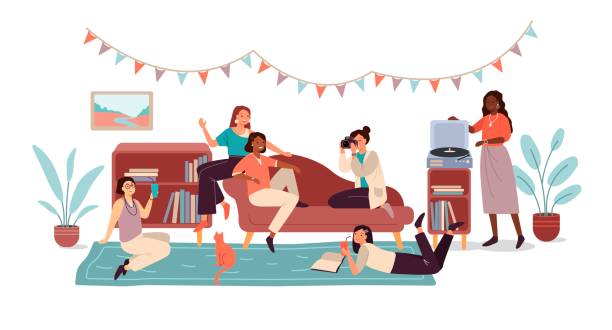 女子会のイラスト「鍋で忘年会」かわいいフリー素材集 いらすとや