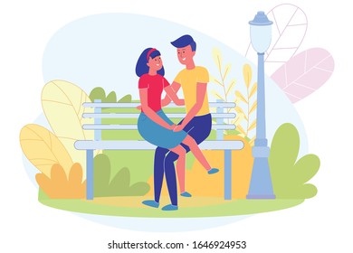 フリー写真ベンチに座るデート中のカップルパブリックドメインQ：著作権フリー画像素材集