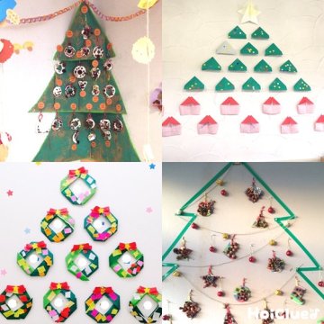 折り紙を細く巻いたものを使ってできる！クリスマスツリーの作り方♪ほいくびより