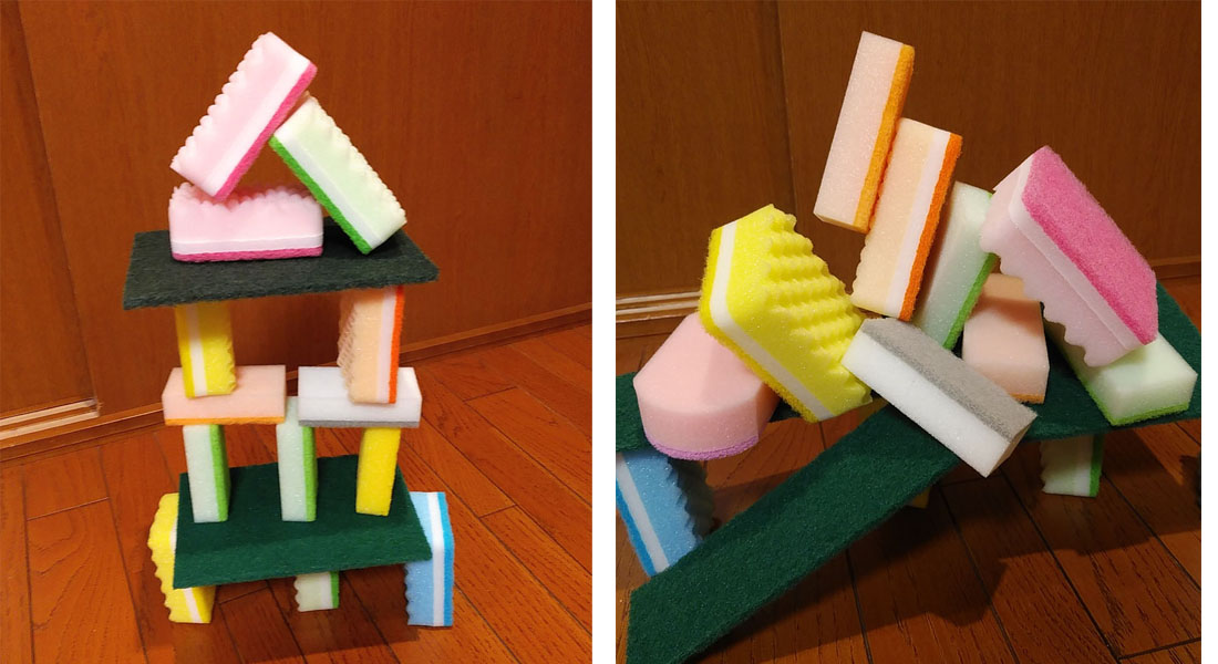 水あそび 切って結ぶだけ！ふわふわスポンジの簡単かわいい手作りおもちゃ！！おうちあそびより