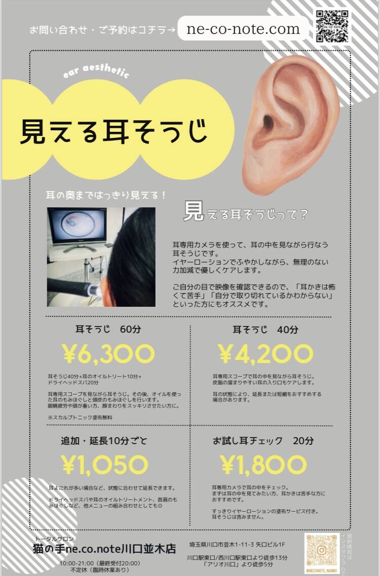 見える耳掃除と耳かき・おへそ掃除 ボディケアサロン東京表参道