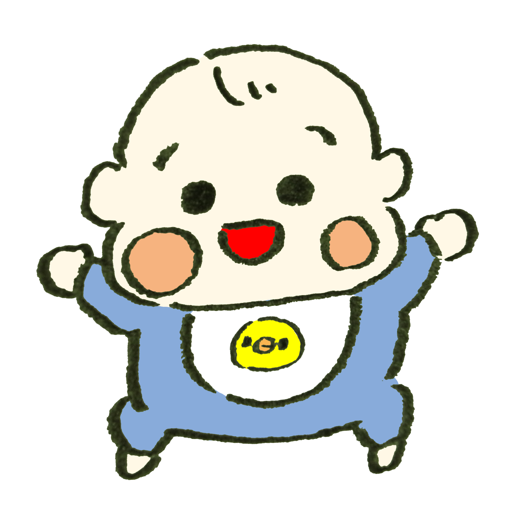 歌う赤ちゃんキャライラストのフリー素材イラストイメージ