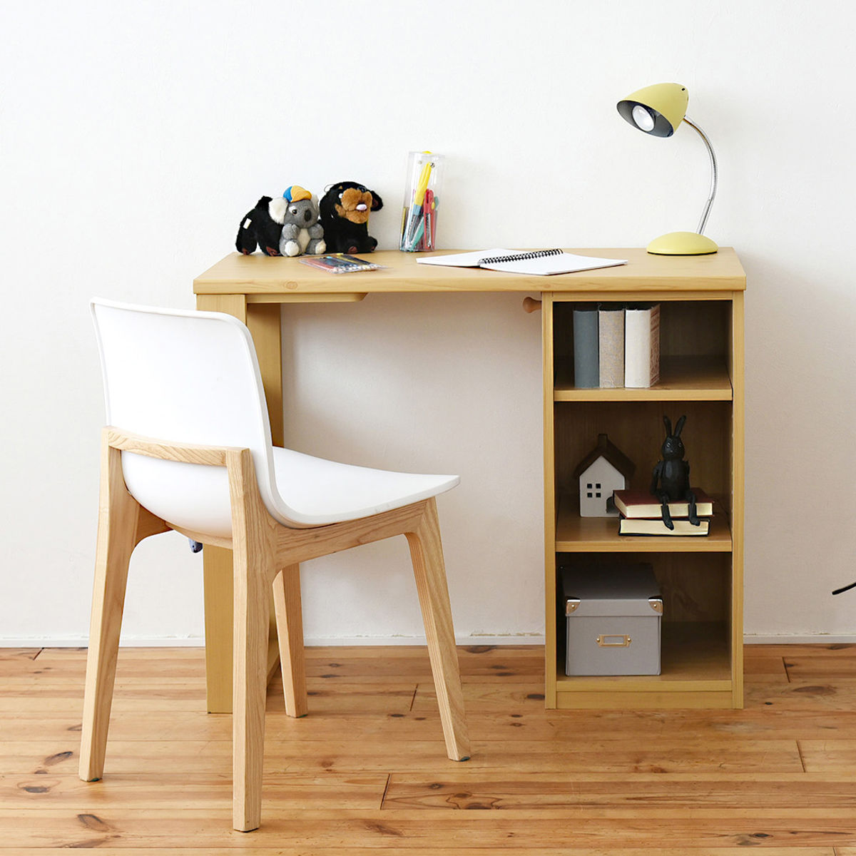 ツインデスク 90x2 収納棚付き 学習机 学習デスク 2人用 二人用