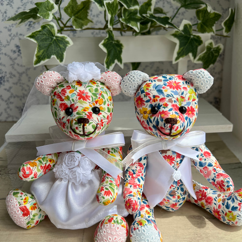 結婚祝い ペア ウェルカムスペース テディベア くま 白 レース クラシック ホワイト 友人 花以外 置物 飾り物 インテリア 結婚祝いプレゼントギフト プレゼント ウェルカムドール ウェディングドール ウェルカムベア ブライダルベア ウェディング ウエディングベア
