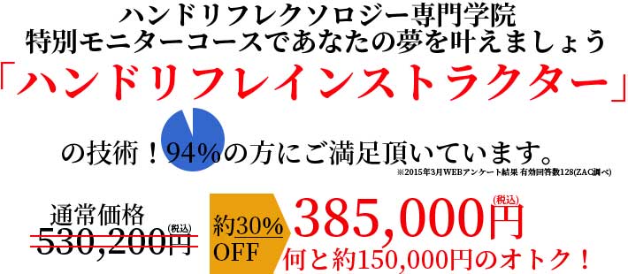 ハンドリフレクソロジー専門学院 特別開業モニターコース(資格を取って独立セラピスト・ハンドマッサージ店開業！)