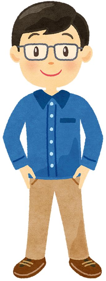 眼鏡をかけた男の人の無料 フリー イラストかわいい手描きの無料素材「てがきっず」保育園・小学校・介護施設にぴったりのフリー素材イラスト