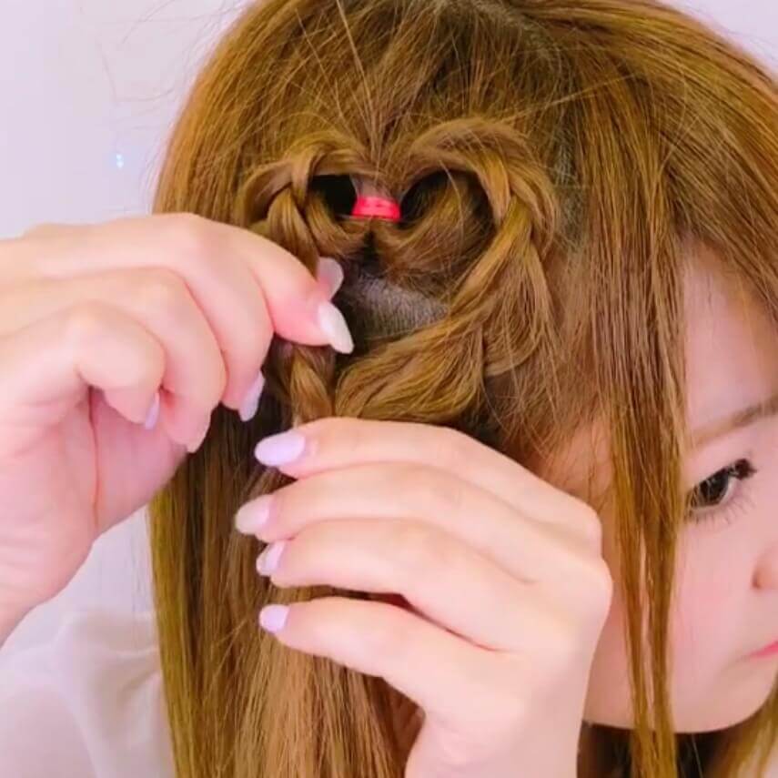 ♯77 可愛いハートの編み込みヘアアレンジCute HairstyleBraided Hearthair works &SOL