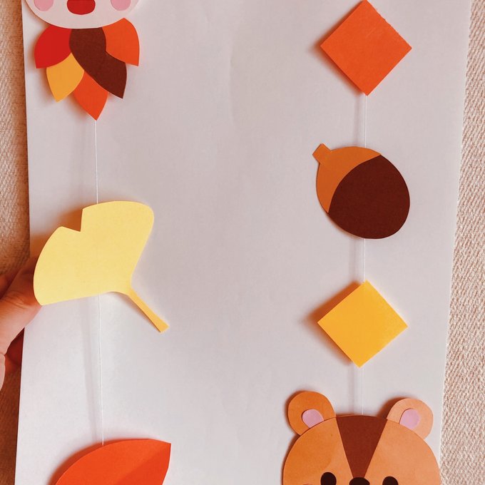 つるし飾り保育園8月9月秋手作りガーランドハンドメイド壁面飾り 幼稚園