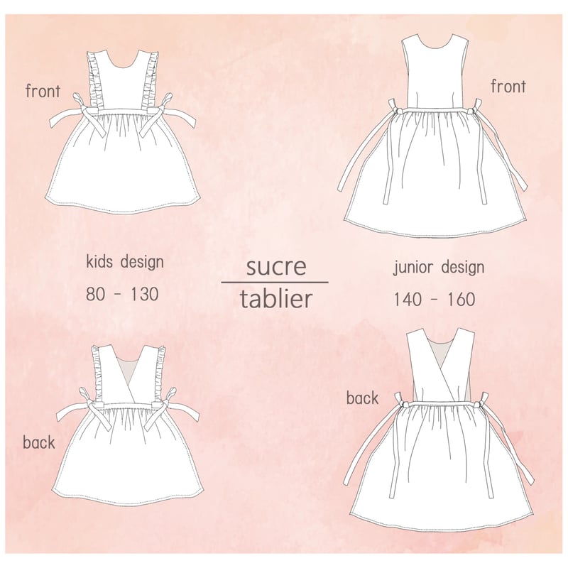 ダウンロード版型紙 A3エプロンドレス 130 型紙 作り方 専門店 ラ・スーラ