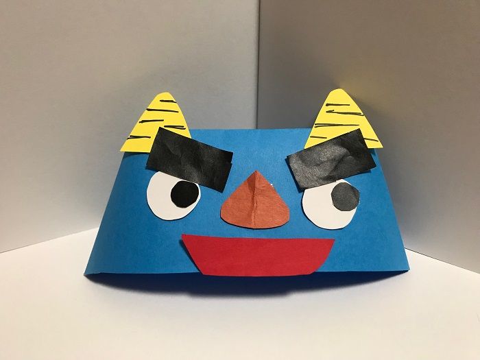 節分「鬼のお面制作②」～お花紙の髪のお面～手作り簡単・保育制作かすみそうブログ