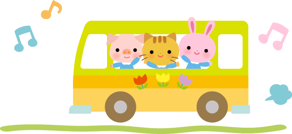 幼稚園の送迎バス ウサギ動物バスイラスト無料DDBANK