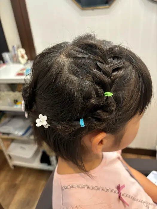 4歳娘の浴衣ヘアアレンジ♡簡単かわいいお団子編み込み動画