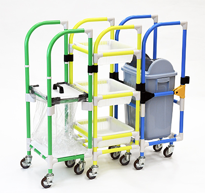 2台セット 業務用 おむつ交換カート ごみ箱付き おむつ交換台車 組み立て不要 すぐに使える 抗菌剤配合グリップ 樹脂カバーキャスタMWCA-P4607 オムツ交換車 1台 キャニオン通販モノタロウ