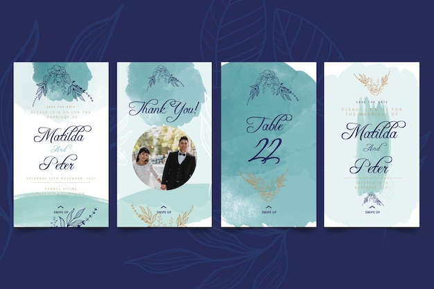 結婚記念日Instagramストーリーテンプレート無料ベクトル素材