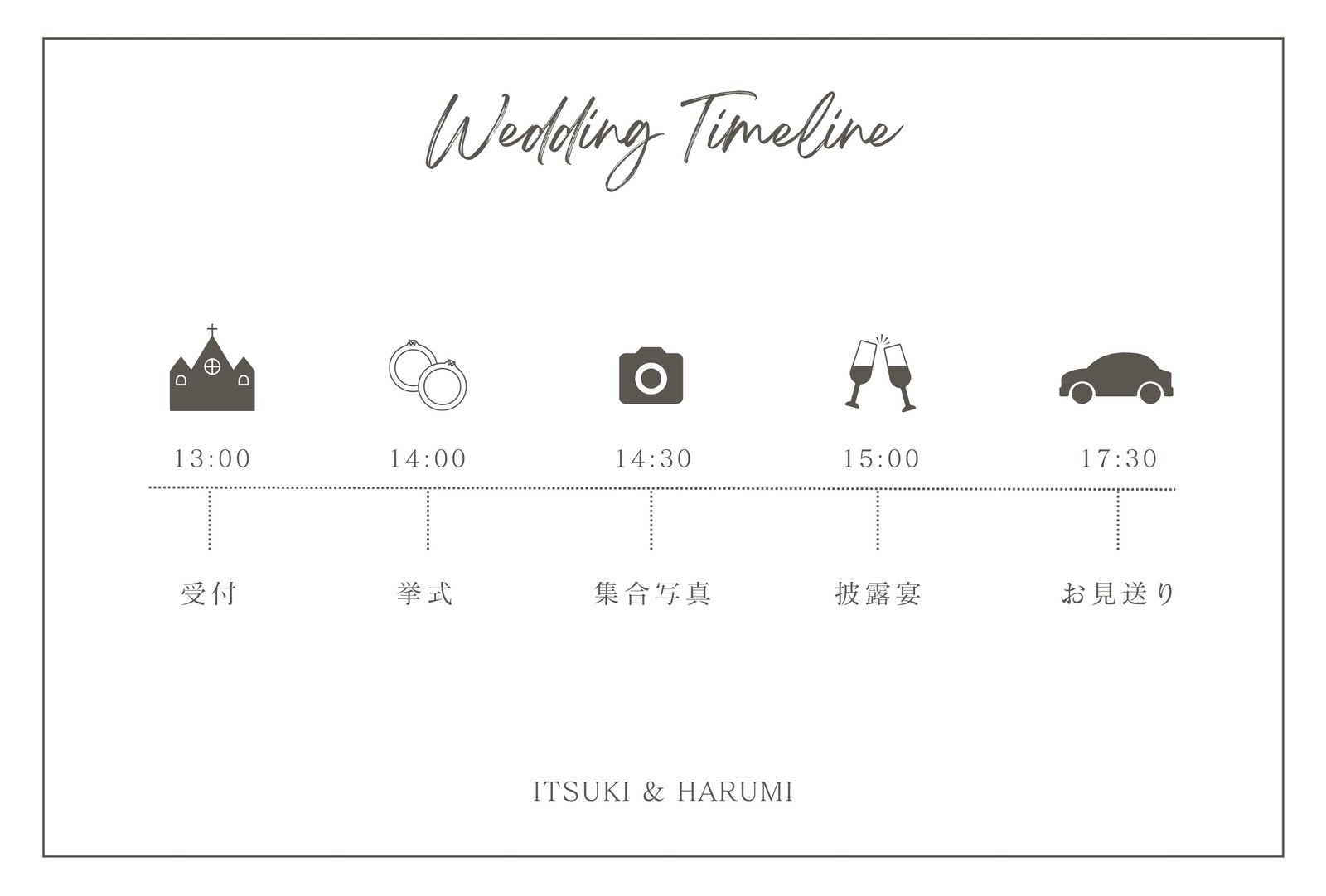 結婚式受付 タイムラインWedding Timeline Cardウェディングタイムライン招待状結婚式 - Lachic.minne 国内最大級のハンドメイド・手作り通販サイト