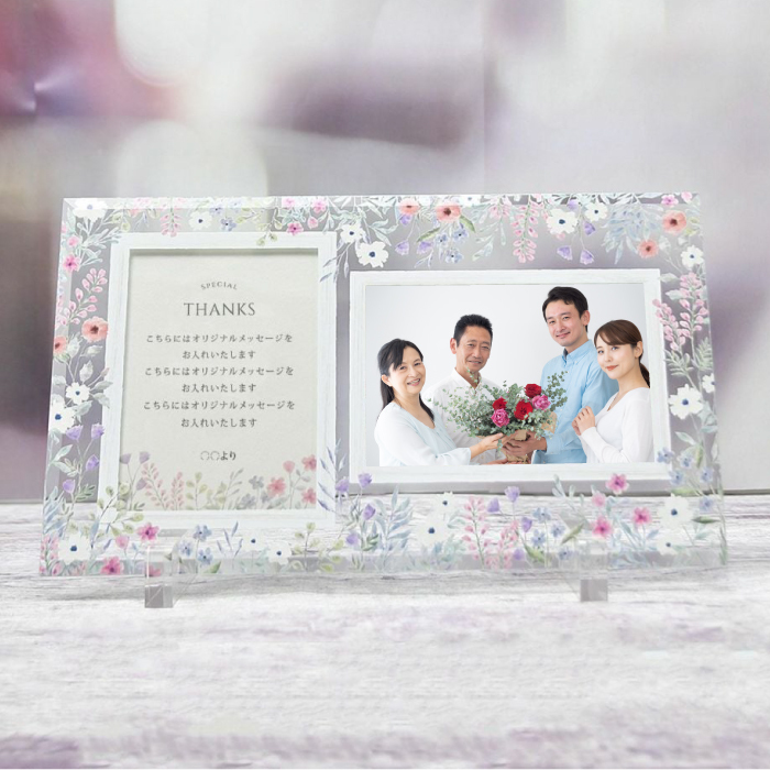 写真入れ替えできる◎結婚祝い 誕生日 プリザーブドフラワーとドライフラワーのメッセージ付き花盛りフォトフレーム A4フォトフレーム・写真立てohanabako 通販 12118364Creema クリーマ