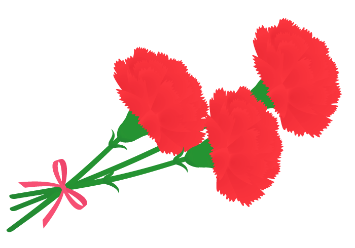 母の日・カーネーションと「Mother's Day」文字イラストフリー素材 イラストミント